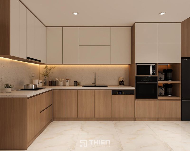 Tủ bếp chữ L đẹp cao cấp