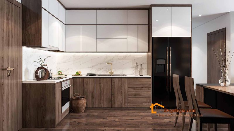 Tủ Bếp Gỗ Chữ L Hiện Đại