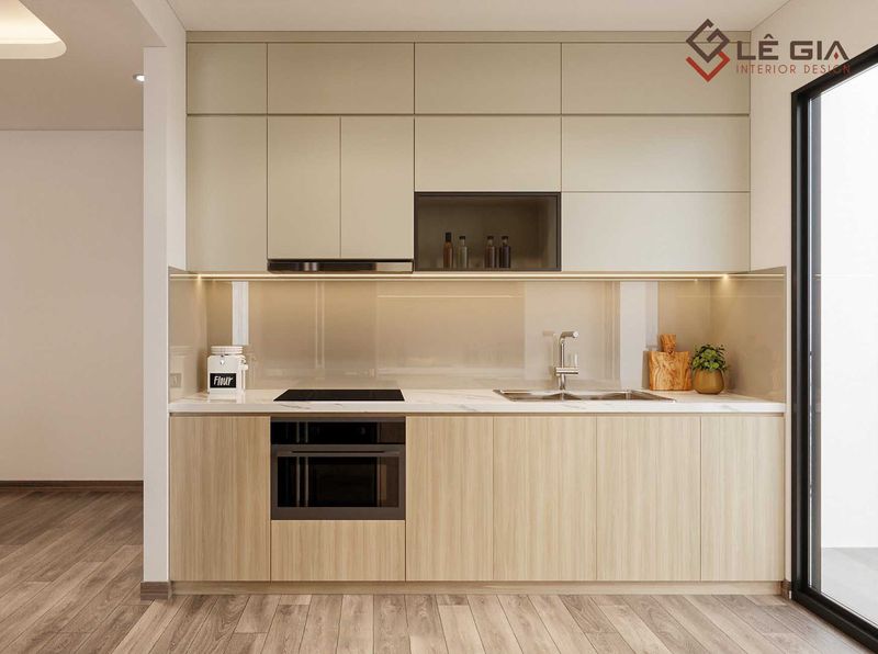 Tủ bếp gỗ sồi hiện đại