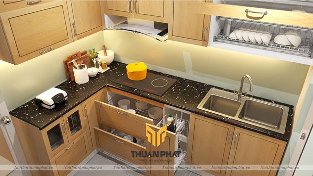 Tủ Bếp Gỗ Sồi Nga SN09