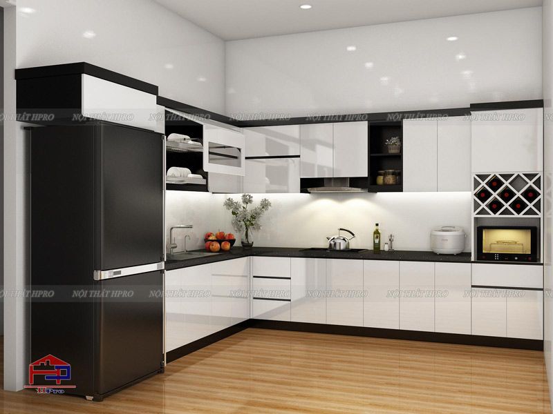 Thiết kế 3D tủ bếp gỗ acrylic