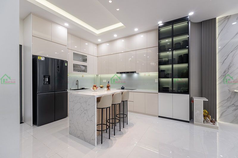 Sản xuất tủ bếp tại xưởng