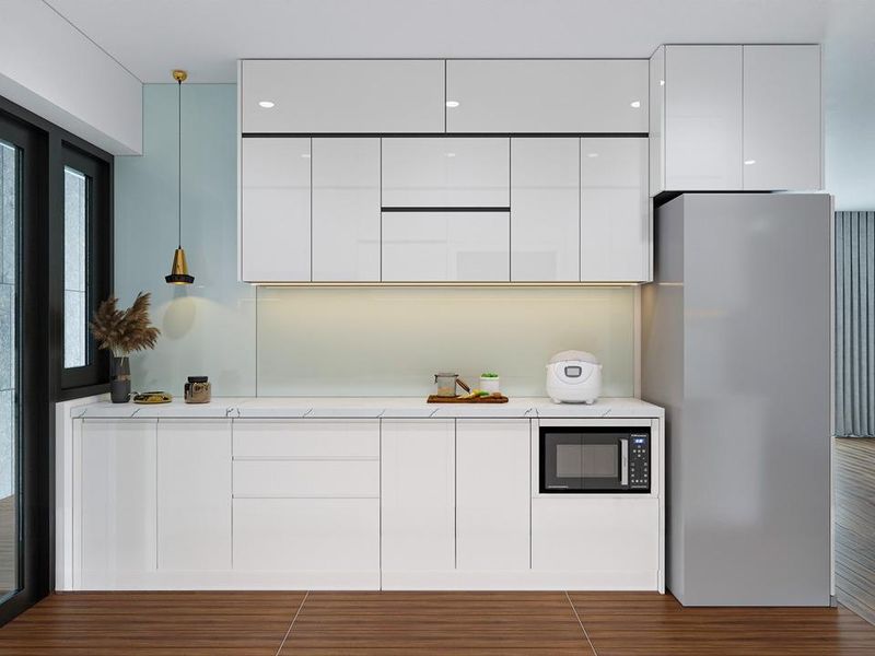 Tủ bếp gỗ acrylic đẹp hiện đại