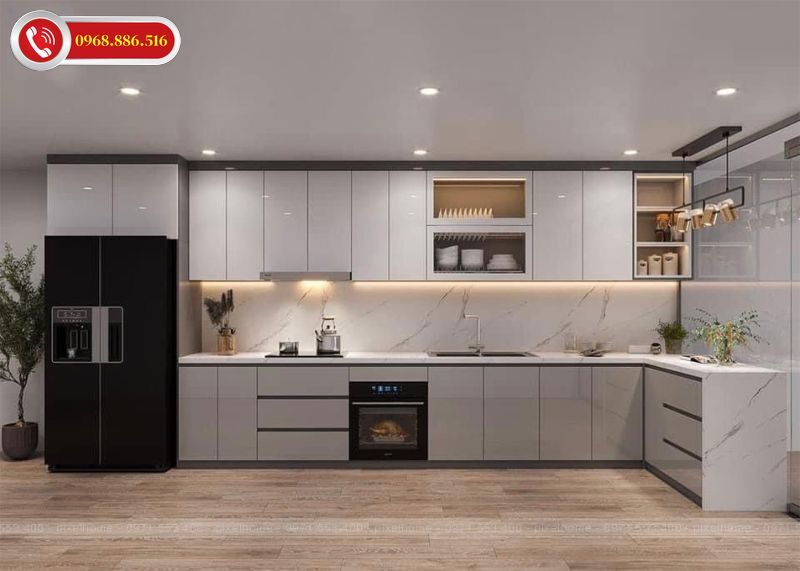 Tủ Bếp Chữ L Đẹp 4 Mẫu tủ bếp chữ L đẹp, sang trọng
