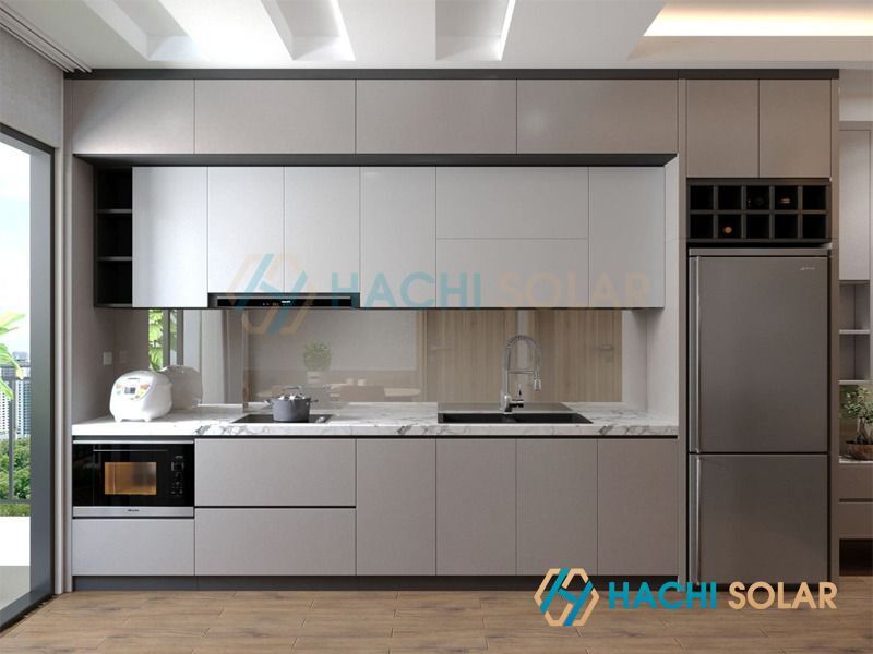 Tủ Bếp Chữ I Đẹp 1 Mẫu tủ bếp ghi xám