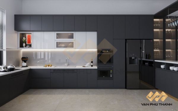 Tủ Bếp MDF Chống Ẩm Đẹp 4 Tủ bếp MDF chống ẩm kết hợp quầy bar